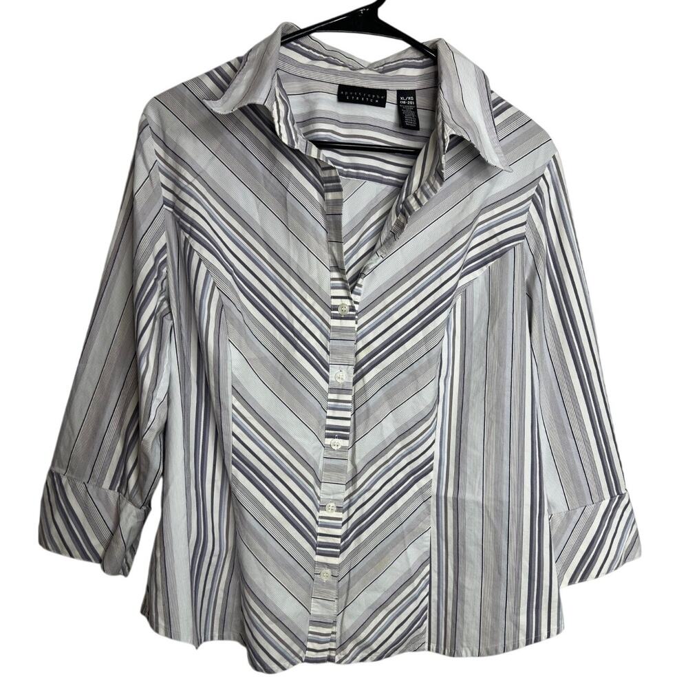 Apostrophe Striped Blouse Size 18/20 VNeck Womens